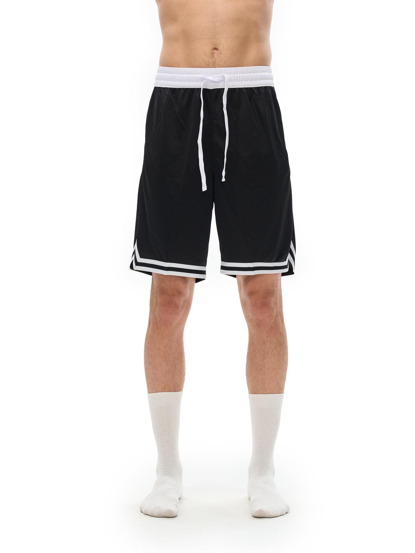 Black Classic Stripe Trim Basketball Shorts