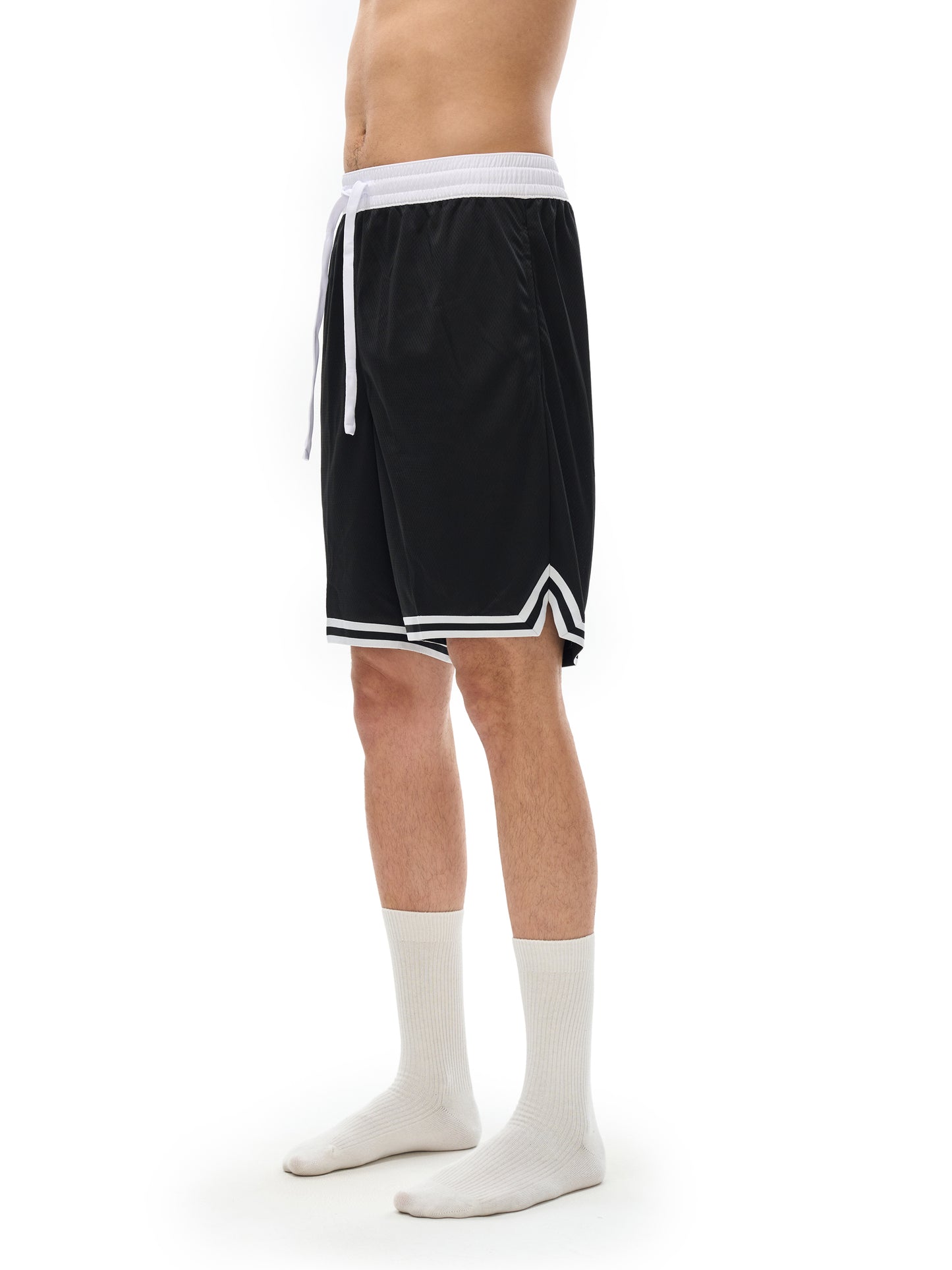 Black Classic Stripe Trim Basketball Shorts